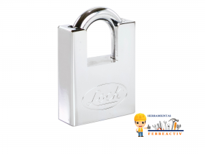 Candado de acero antipalanca, llave de discos 70mm cromo satinado