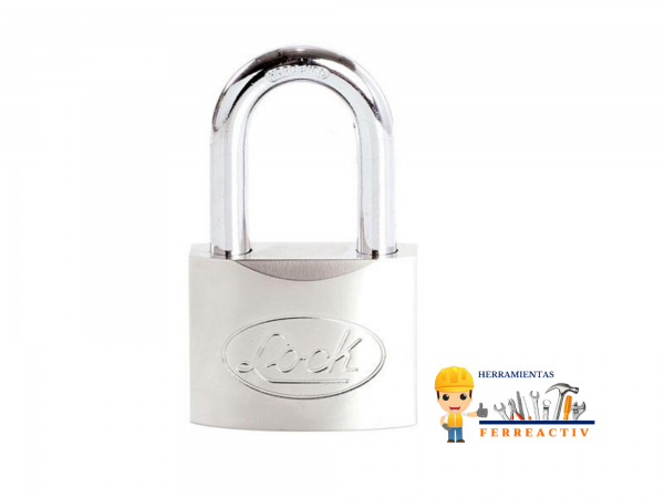Candado de acero largo llave de discos 60mm cromo satinado