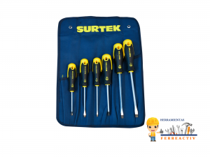 Juego de 6 destornilladores bimaterial estuche combinado