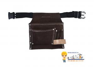 Estuche portaherramientas cuero con cinto 3 compartimientos