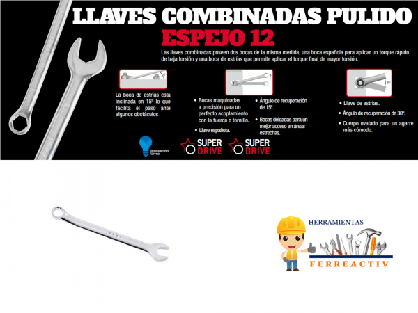 Llave combinadas pulido espejo12 puntas 29 mm - Imagen 2